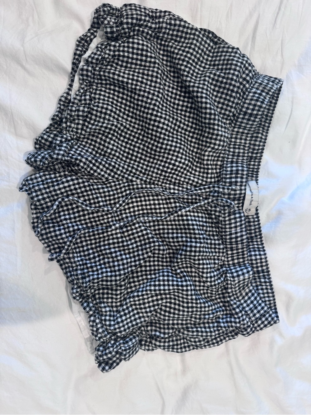 Black & White Gingham Ruffle Lounge Shorts